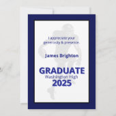 ブルーストライプサッカーサッカーテーマ卒業 サンキューカード (裏面)