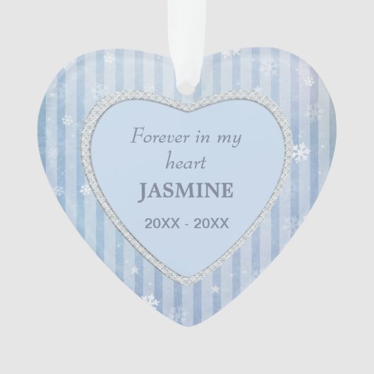 ブルーストライプシーズスノーフレークPETメモリアル オーナメント (正面)