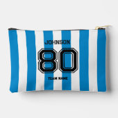 ブルーストライプスポーツチーム名前をカスタムするナンバーチーム アクセサリーポーチ (裏面)