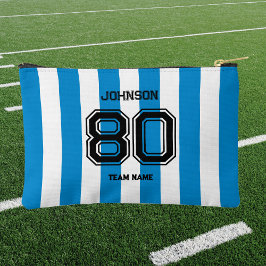 ブルーストライプスポーツチーム名前をカスタムするナンバーチーム アクセサリーポーチ