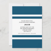 ブルーストライプスポーツフォト卒業パーティー 招待状 (裏面)