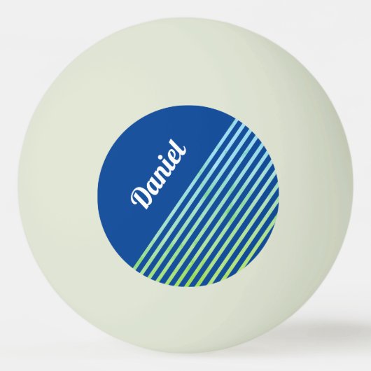 ブルーストライプスポーツミニマモダンリスト名テンプレート 卓球ボール (正面)