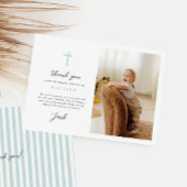 ブルーストライプバプティスフォトフラットサンキューカード サンキューカード