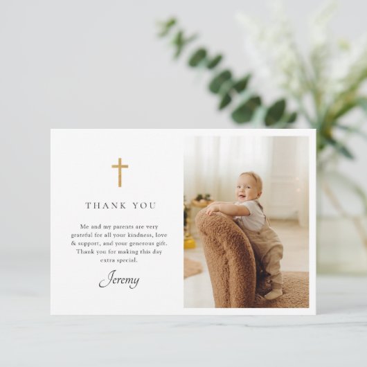 ブルーストライプバプティスフォトフラットサンキューカード サンキューカード (スタンド正面)