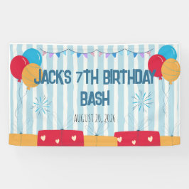 ブルーストライプバルーン&ギフト オーダーメイド 男の子の誕生日 横断幕