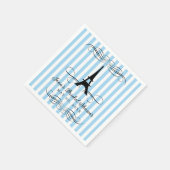 ブルーストライプパリエッフェルタワー |ブライダルシャワー スタンダードカクテルナプキン (角)