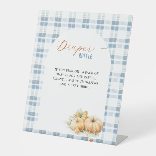 ブルーストライプパンプキンおむつラッフル 台座サイン (正面)