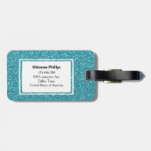 ブルーストライプパーソナライズされたタグ ラゲッジタグ (裏面横)