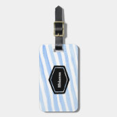 ブルーストライプパーソナライズされたラゲッジタグ ラゲッジタグ (正面縦)