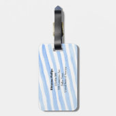 ブルーストライプパーソナライズされたラゲッジタグ ラゲッジタグ (裏面縦)