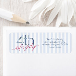 ブルーストライプパーティーレッドスクリプト7月4日 ラベル