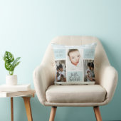 ブルーストライプフォトコラージュ男の赤ちゃん誕生の状態 クッション (椅子)