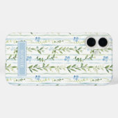 ブルーストライプフラワーパーソナライズド Case-Mate iPhoneケース (裏面 (横))