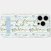ブルーストライプフラワーパーソナライズ Case-Mate iPhoneケース (裏面 (横))