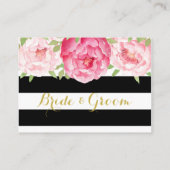 ブルーストライプフローラピンクテーブルプレイス設定カード プレイスカード (裏面)