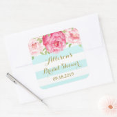 ブルーストライプフローラブライダルシャワーメッセージカード スクエアシール (封筒)