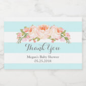 ブルーストライプフローラベビーシャワーラベル フードラベル (シングルラベル)