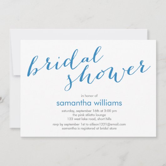 ブルーストライプブライダルシャワー 招待状 (正面)