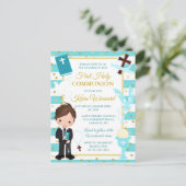 ブルーストライプブルネットボーイファースト ポストカード (スタンド正面)