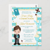 ブルーストライプブルネットボーイファースト ポストカード (正面/裏面)