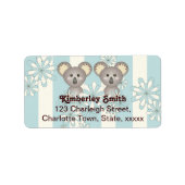 ブルーストライプベビーコアラツインキッズ差出人住所 ラベル (正面)