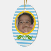 ブルーストライプベビー第1回クリスマスフォトオーナメント セラミックオーナメント (左)