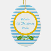 ブルーストライプベビー第1回クリスマスフォトオーナメント セラミックオーナメント (裏面)