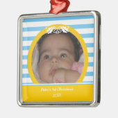 ブルーストライプベビー第1回クリスマスフォトオーナメント メタルオーナメント (左)