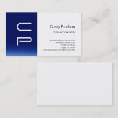 ブルーストライプホワイトモノグラムモダン名刺 名刺 (正面/裏面)