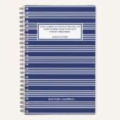 ブルーストライプモダン引用文パーソナライズされた祈りの言葉 ノートブック (正面)