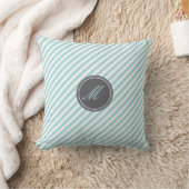 ブルーストライプモノグラム装飾用クッション クッション (ブランケット)