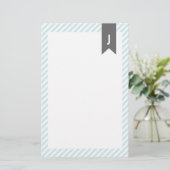 ブルーストライプモノグラム 便箋 (スタンド正面)