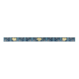 ブルーストライプラブリボンby詩人Adiela Akoo サテンリボン