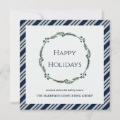 ブルーストライプリースロ企業のゴQRコードホリデー シーズンカード (正面)