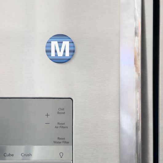 ブルーストライプレンズモノグラムレターキッズアートマグネット マグネット (インサイチュ (冷蔵庫))