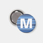 ブルーストライプレンズモノグラムレターキッズアートマグネット マグネット (正面/裏面)