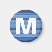 ブルーストライプレンズモノグラムレターキッズアートマグネット マグネット (正面)