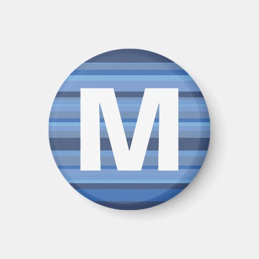 ブルーストライプレンズモノグラムレターキッズアートマグネット マグネット (正面)