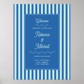 ブルーストライプヴィンテージウェディングウェルカム ポスター (正面)