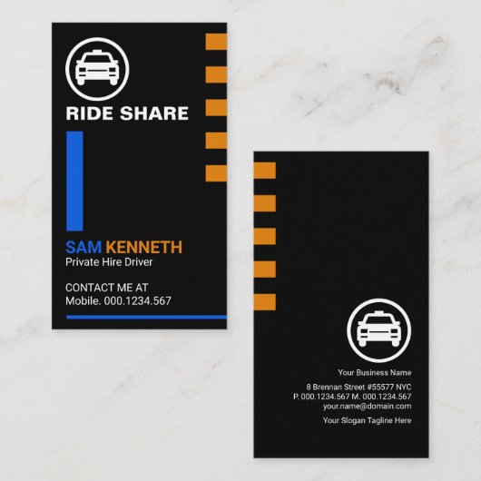 ブルーストライプ共有イエロータブライド 名刺 (正面/裏面)