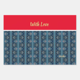 ブルーストライプ紙nレッドラッピング – Adiela Akoo ラッピングペーパーシート