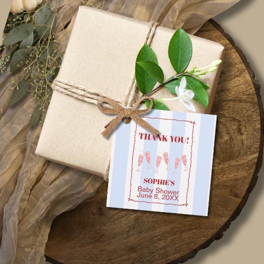 ブルーストライプ縁どレッドブランチ&バブリー赤ちゃん フェイバータグ