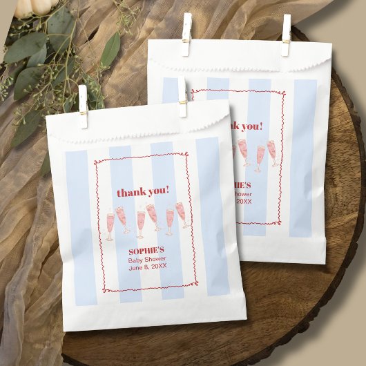 ブルーストライプ縁どレッドブランチ&バブリー赤ちゃん フェイバーバッグ