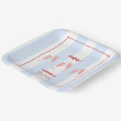 ブルーストライプ縁どレッドブランチ&バブリー赤ちゃん ペーパープレート (傾斜あり)