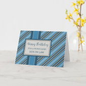 ブルーストライプ誕生日ソンインロー カード (黄色い花)