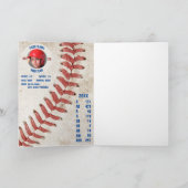 ブルーストライプ誕生日ベースボールカードとカスタム統計 カード (内部)