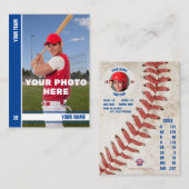 ブルーストライプ野球トレーディングカーカスタムド – Stats コーリングカード (正面/裏面)