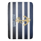 ブルーストライプ金ゴールドいかり航海の バスマット (正面縦)