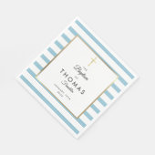 ブルーストライプ金ゴールドクロスバプテスマ《キリスト教》洗礼式や命名式 スタンダードランチョンナプキン (角)