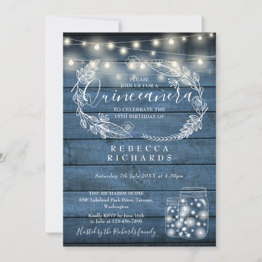 ブルーストリングライツメイソンジャースキンセアニラ15日 招待状 (正面)